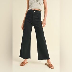 32 Anthropologie Maeve high rise wide leg jeans denim raw hem black